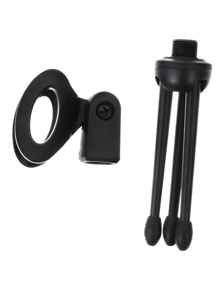 Paquete de 2 Soportes de Micrófono Plegables Negro 12x6cm