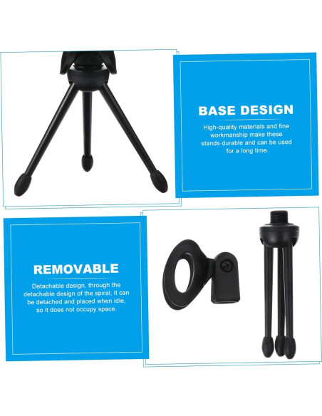 Paquete de 2 Soportes de Micrófono Plegables Negro 12x6cm