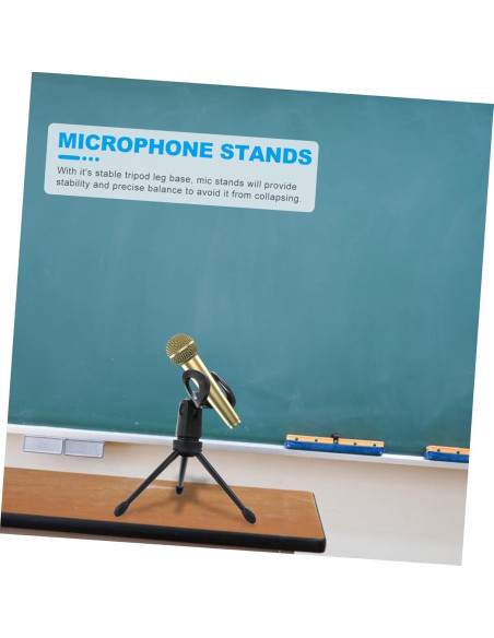 Paquete de 2 Soportes de Micrófono Plegables Negro 12x6cm