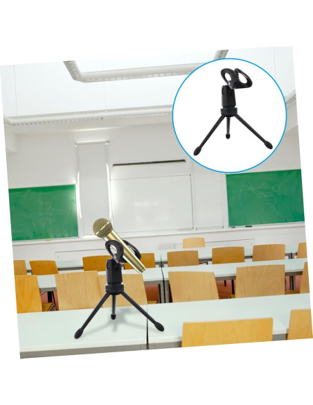 Paquete de 2 Soportes de Micrófono Plegables Negro 12x6cm