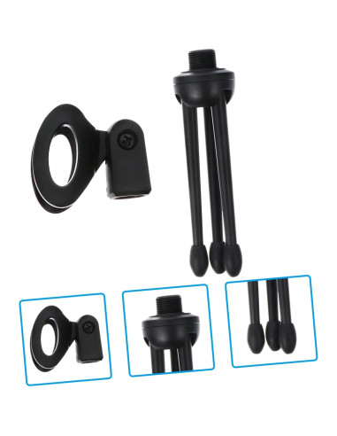 Paquete de 2 Soportes de Micrófono Plegables Negro 12x6cm