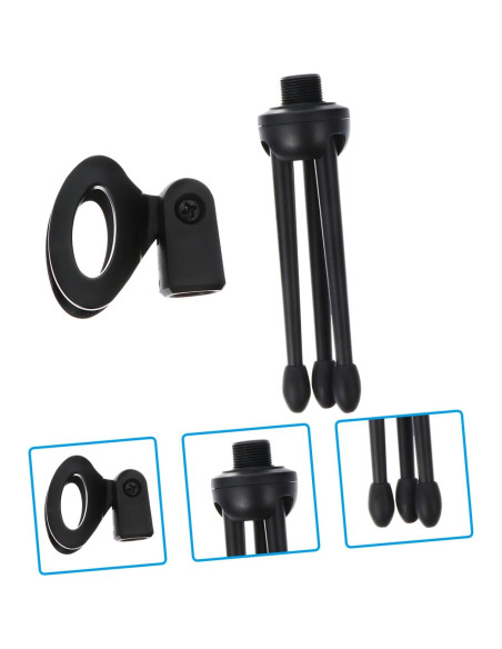 Paquete de 2 Soportes de Micrófono Plegables Negro 12x6cm