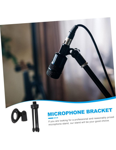 Paquete de 2 Soportes de Micrófono Plegables Negro 12x6cm