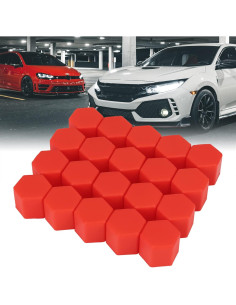 Cubiertas de Tornillos de Rueda X AUTOHAUX 21mm Silicona Roja 20pcs 2