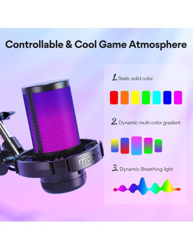 Micrófono USB MAONO DGM20S para Juegos con RGB y Silencio