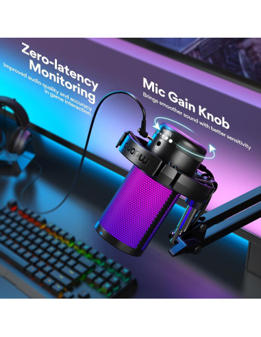 Micrófono USB MAONO DGM20S para Juegos con RGB y Silencio