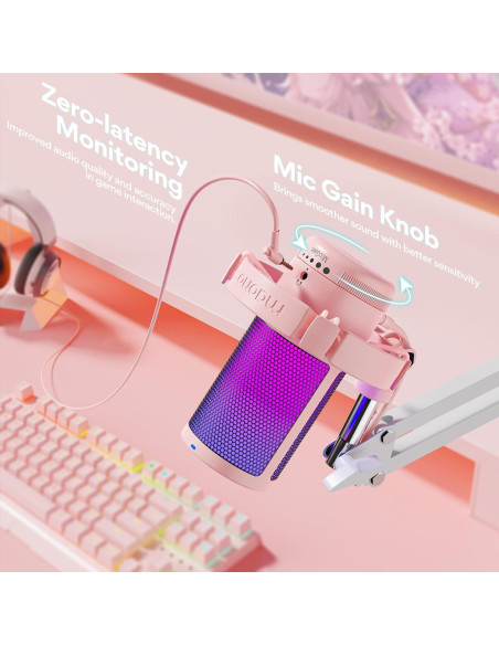 Micrófono USB MAONO DGM20 para Gaming con RGB y Cancelación de Ruido