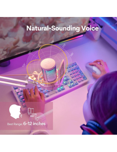 Micrófono USB MAONO DGM20 para Gaming con RGB y Cancelación de Ruido