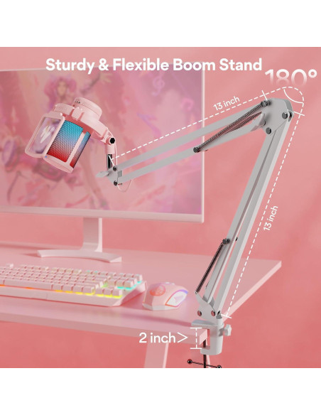 Micrófono USB MAONO DGM20 para Gaming con RGB y Cancelación de Ruido