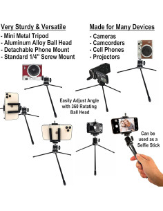 Trípode Mini de Metal DaVoice con Cabezal de Bola 360 2