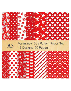 Set de Papel de Patrón San Valentín Whaline 60 Hojas A5