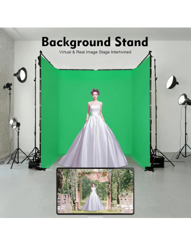 Kit de Fondo Verde para Fotografía JIAHUSM 4x2.4m con Soporte