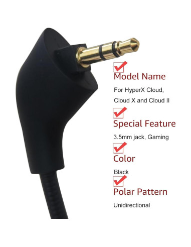 Micrófono de Reemplazo HyperX Cloud 1ra Versión 3.5mm Negro