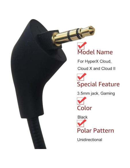 Micrófono de Reemplazo HyperX Cloud 1ra Versión 3.5mm Negro