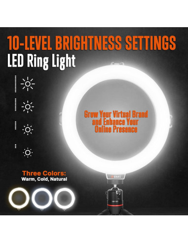 Luz de Anillo 20 cm SQUATZ con Soporte y Trípode 14W