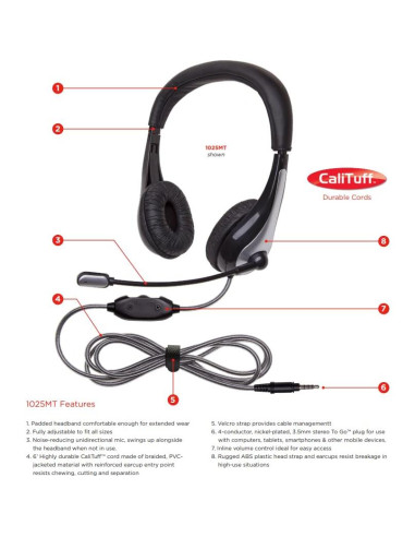 Auriculares con micrófono Califone 1025MT NeoTech Negro Plata