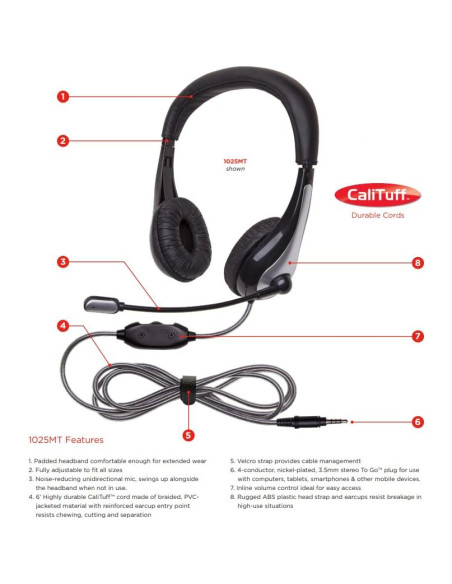 Auriculares con micrófono Califone 1025MT NeoTech Negro Plata