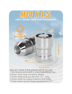 Tuercas de Bloqueo MIKKUPPA M14x1.5 Cromo 38mm Juego de 6 2