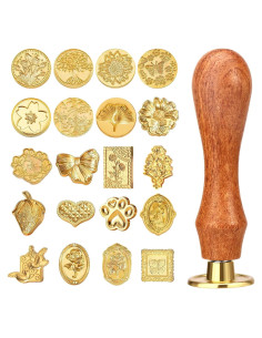 Kit de Sello de Cera Draupnir 21 Piezas Vintage con Mango de Madera