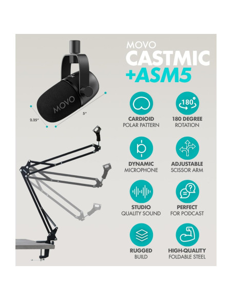 Kit de Podcast Movo con 2 Micrófonos Dinámicos y USB