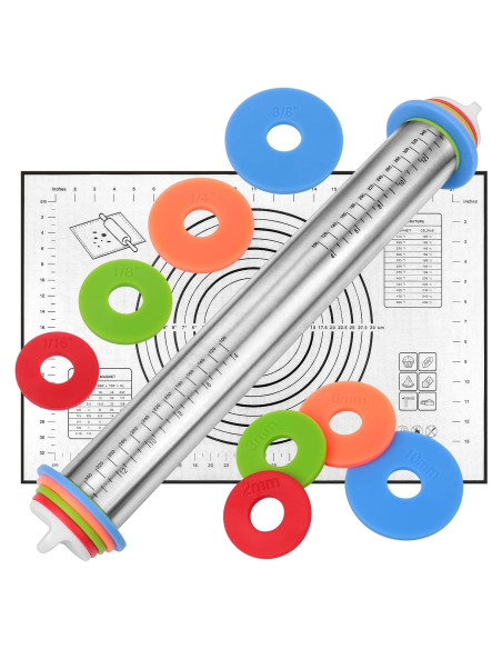 Rodillo Ajustable de Acero Inoxidable BIDFUL 43cm con Alfombrilla
