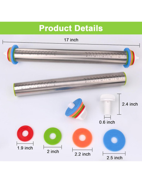 Rodillo Ajustable de Acero Inoxidable BIDFUL 43cm con Alfombrilla