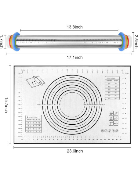 Rodillo Ajustable de Acero Inoxidable BIDFUL 43cm con Alfombrilla