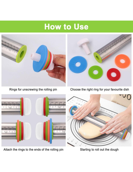 Rodillo Ajustable de Acero Inoxidable BIDFUL 43cm con Alfombrilla