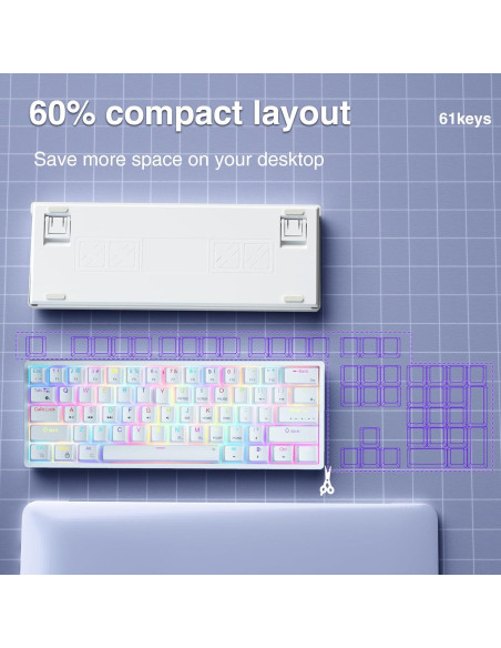 AULA SC580 Ratón Inalámbrico 10,000DPI + Teclado Mecánico RGB 60%