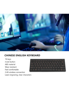 Combo Teclado y Ratón Inalámbricos Pomya 2.4G Silencioso 78 Teclas 2