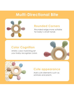 Mordedor de Silicona y Madera BabyBite para Bebé 100% Libre de BPA 2