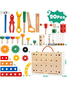Conjunto de Herramientas de Madera WOOOMAM 90 PCS para Niños 2