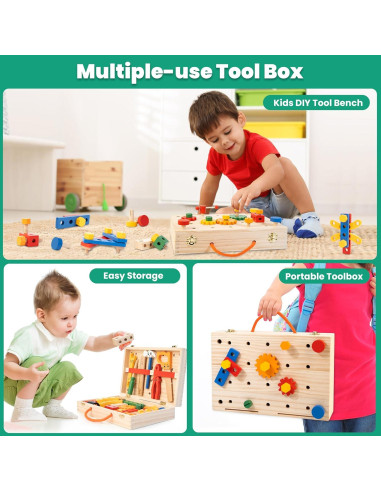 Conjunto de Herramientas de Madera WOOOMAM 90 PCS para Niños