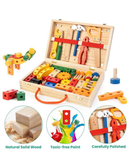 Conjunto de Herramientas de Madera WOOOMAM 90 PCS para Niños