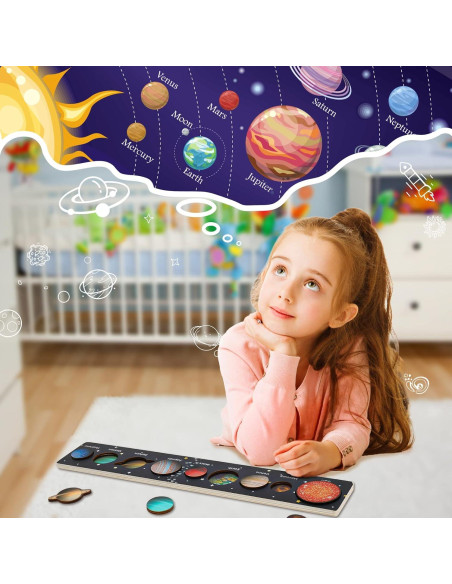 Rompecabezas del Sistema Solar de Madera Zeoddler 40x7 cm Rompecabezas del Sistema Solar de Madera Zeoddler 40x7 cm