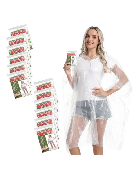 Paquete de 12 Ponchos de Lluvia Desechables Borogo - Unisex