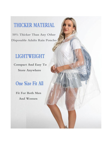 Paquete de 12 Ponchos de Lluvia Desechables Borogo - Unisex