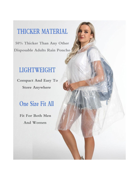 Paquete de 12 Ponchos de Lluvia Desechables Borogo - Unisex