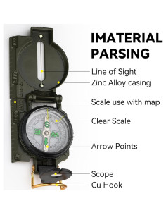 Brújula de Supervivencia HKDiRedy DC361 - Verde, Compacta y Duradera 2