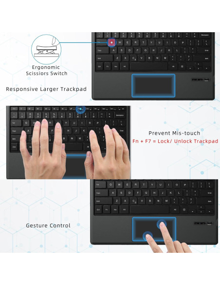 Teclado Bluetooth Qulose para Microsoft Surface Pro 7, Ergonómico