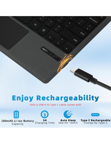 Teclado Bluetooth Qulose para Microsoft Surface Pro 7, Ergonómico