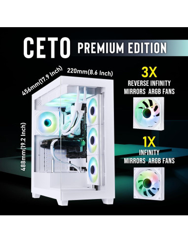 Caja de PC Gaming BitFenix CETO Blanca - Vidrio Templado