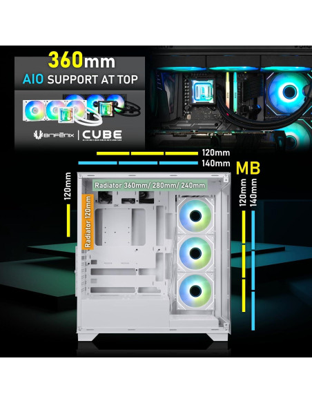 Caja de PC Gaming BitFenix CETO Blanca - Vidrio Templado