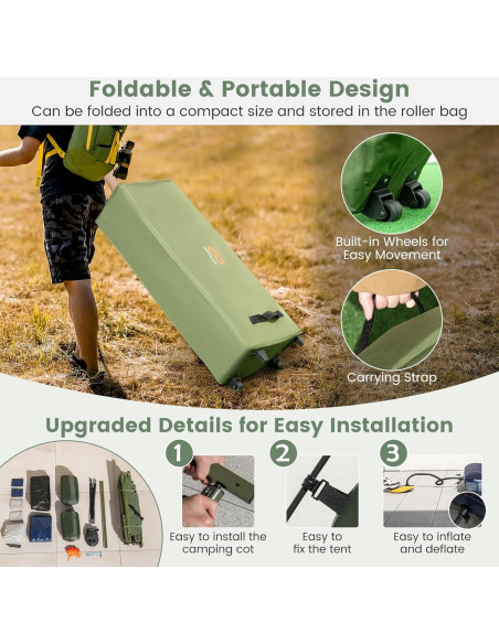 Cama de Camping Plegable Goplus 5-en-1 para 2 Personas