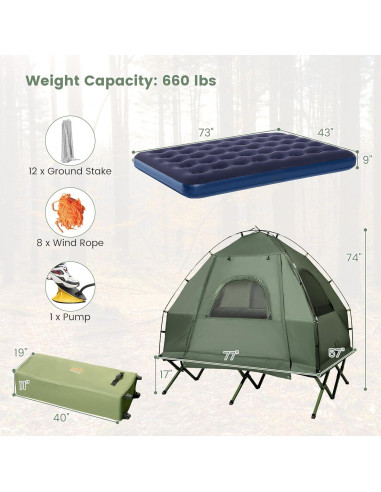 Cama de Camping Plegable Goplus 5-en-1 para 2 Personas