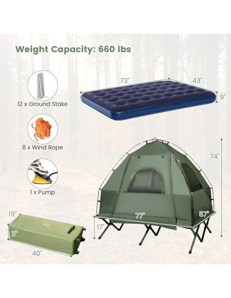 Cama de Camping Plegable Goplus 5-en-1 para 2 Personas