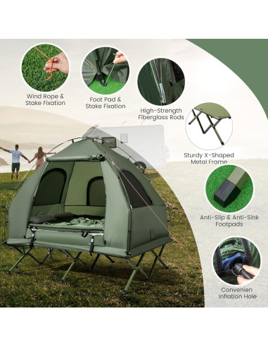 Cama de Camping Plegable Goplus 5-en-1 para 2 Personas