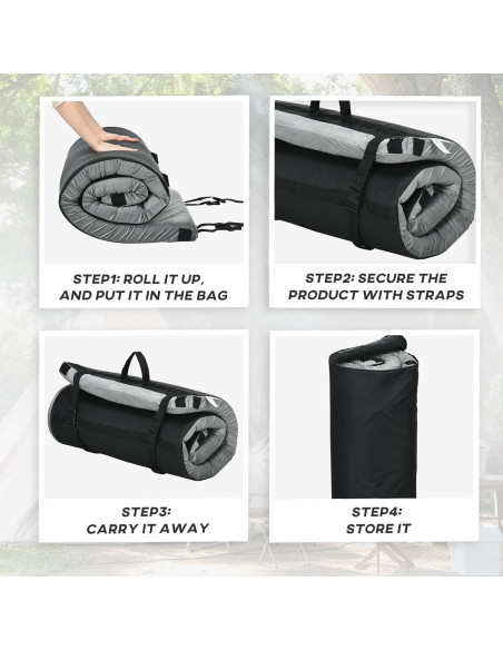 Colchoneta de Camping Outsunny Plegable 189x76cm Impermeable