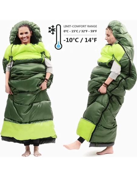 Saco de Dormir Dlingear XL Impermeable 0-15C para Camping