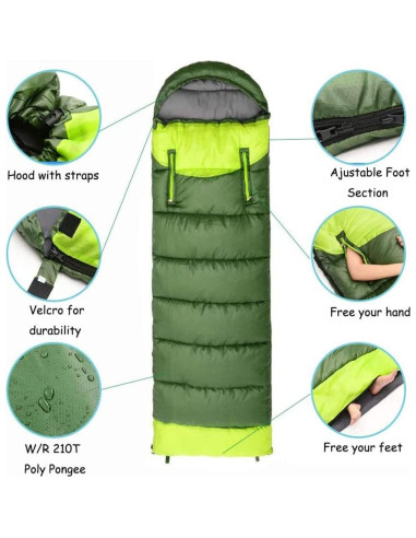 Saco de Dormir Dlingear XL Impermeable 0-15C para Camping